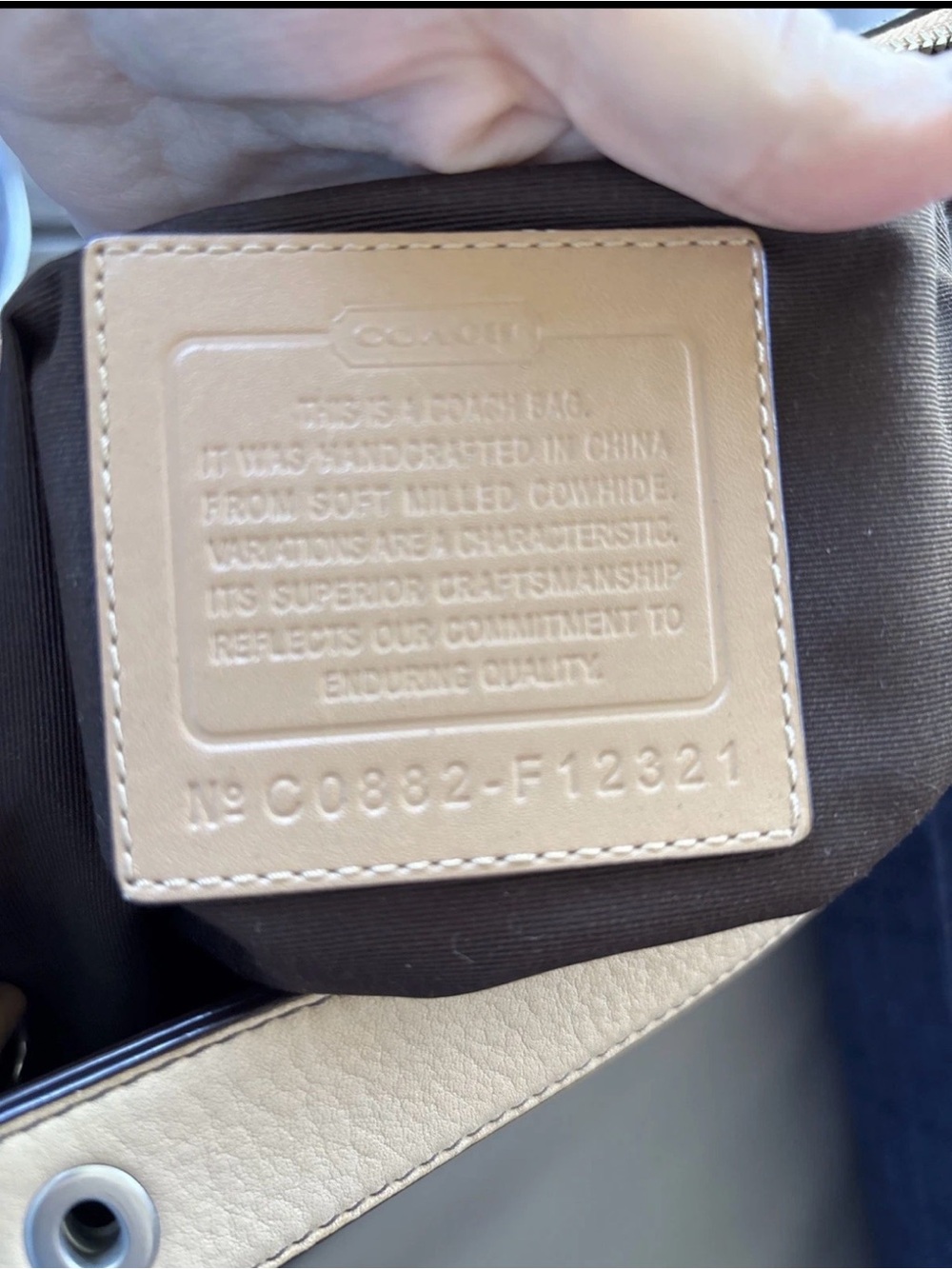 Coach Madison SoHo F12321 Tan Pebbled Leather Convertible Brown Cloth Interior - Picture 5 of 13